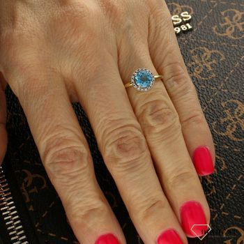 Pierścionek złoty DIAMENT żółte złoto, diamenty, duży topaz c.5807P TP_13201PI.jpg